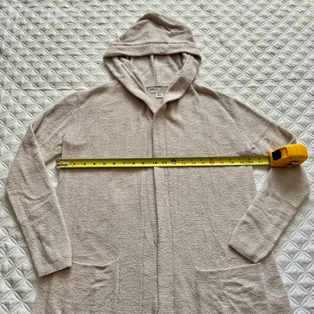 Barefoot Dreams CozyChic Lite Knit Hooded Cardigan with Pockets Stone Size XS/S